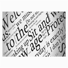 Abstract Minimalistic Text Typography Grayscale Focused Into Newspaper Large Glasses Cloth (2-side) by Simbadda