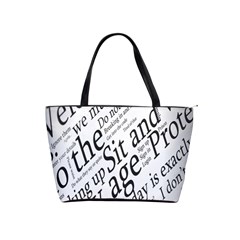 Abstract Minimalistic Text Typography Grayscale Focused Into Newspaper Shoulder Handbags by Simbadda