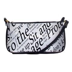 Abstract Minimalistic Text Typography Grayscale Focused Into Newspaper Shoulder Clutch Bags by Simbadda