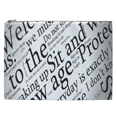 Abstract Minimalistic Text Typography Grayscale Focused Into Newspaper Cosmetic Bag (xxl)  by Simbadda