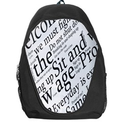 Abstract Minimalistic Text Typography Grayscale Focused Into Newspaper Backpack Bag by Simbadda