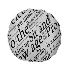 Abstract Minimalistic Text Typography Grayscale Focused Into Newspaper Standard 15  Premium Round Cushions by Simbadda