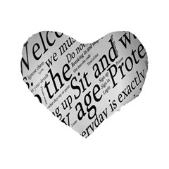 Abstract Minimalistic Text Typography Grayscale Focused Into Newspaper Standard 16  Premium Heart Shape Cushions by Simbadda