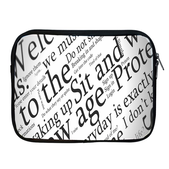 Abstract Minimalistic Text Typography Grayscale Focused Into Newspaper Apple iPad 2/3/4 Zipper Cases