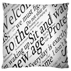 Abstract Minimalistic Text Typography Grayscale Focused Into Newspaper Standard Flano Cushion Case (two Sides) by Simbadda