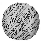 Abstract Minimalistic Text Typography Grayscale Focused Into Newspaper Large 18  Premium Flano Round Cushions Back