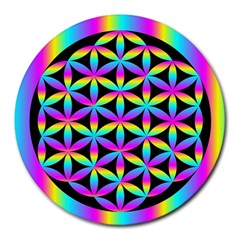 Flower Of Life Gradient Fill Black Circle Plain Round Mousepads by Simbadda