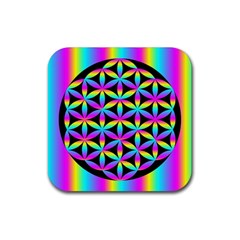 Flower Of Life Gradient Fill Black Circle Plain Rubber Coaster (square)  by Simbadda