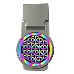 Flower Of Life Gradient Fill Black Circle Plain Money Clips (round)  by Simbadda