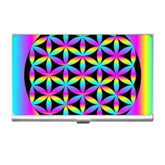 Flower Of Life Gradient Fill Black Circle Plain Business Card Holders by Simbadda