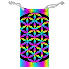 Flower Of Life Gradient Fill Black Circle Plain Jewelry Bag by Simbadda