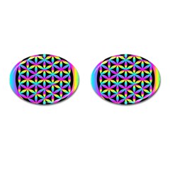 Flower Of Life Gradient Fill Black Circle Plain Cufflinks (oval) by Simbadda