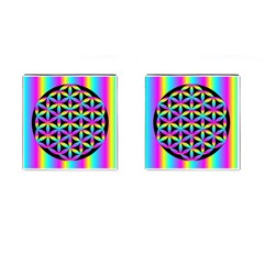 Flower Of Life Gradient Fill Black Circle Plain Cufflinks (square) by Simbadda