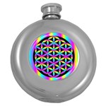 Flower Of Life Gradient Fill Black Circle Plain Round Hip Flask (5 oz) Front