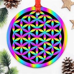 Flower Of Life Gradient Fill Black Circle Plain Round Ornament (two Sides) by Simbadda