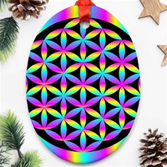 Flower Of Life Gradient Fill Black Circle Plain Oval Ornament (two Sides) by Simbadda