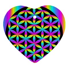 Flower Of Life Gradient Fill Black Circle Plain Heart Ornament (two Sides) by Simbadda