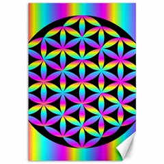 Flower Of Life Gradient Fill Black Circle Plain Canvas 12  X 18   by Simbadda