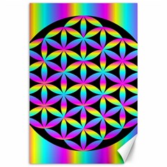 Flower Of Life Gradient Fill Black Circle Plain Canvas 24  X 36  by Simbadda