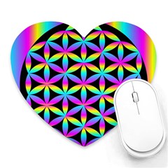 Flower Of Life Gradient Fill Black Circle Plain Heart Mousepads by Simbadda