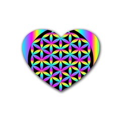 Flower Of Life Gradient Fill Black Circle Plain Rubber Coaster (heart)  by Simbadda