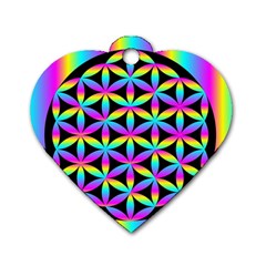 Flower Of Life Gradient Fill Black Circle Plain Dog Tag Heart (one Side) by Simbadda