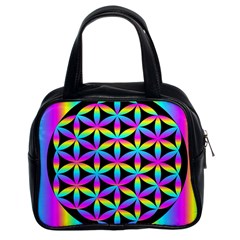 Flower Of Life Gradient Fill Black Circle Plain Classic Handbags (2 Sides) by Simbadda