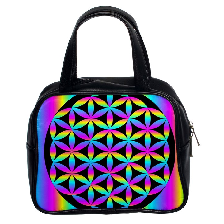 Flower Of Life Gradient Fill Black Circle Plain Classic Handbags (2 Sides)