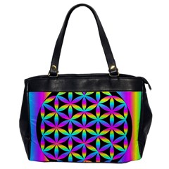 Flower Of Life Gradient Fill Black Circle Plain Office Handbags by Simbadda