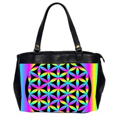 Flower Of Life Gradient Fill Black Circle Plain Office Handbags (2 Sides)  by Simbadda