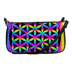 Flower Of Life Gradient Fill Black Circle Plain Shoulder Clutch Bags by Simbadda