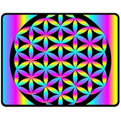 Flower Of Life Gradient Fill Black Circle Plain Fleece Blanket (medium)  by Simbadda