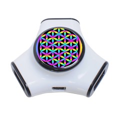 Flower Of Life Gradient Fill Black Circle Plain 3-port Usb Hub by Simbadda