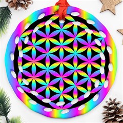 Flower Of Life Gradient Fill Black Circle Plain Round Filigree Ornament (two Sides) by Simbadda