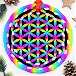 Flower Of Life Gradient Fill Black Circle Plain Round Filigree Ornament (Two Sides) Back