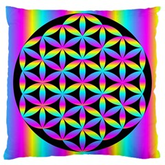 Flower Of Life Gradient Fill Black Circle Plain Large Cushion Case (one Side) by Simbadda