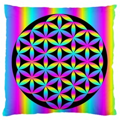 Flower Of Life Gradient Fill Black Circle Plain Large Flano Cushion Case (one Side) by Simbadda