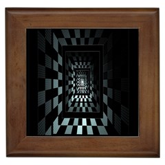 Optical Illusion Square Abstract Geometry Framed Tiles by Simbadda