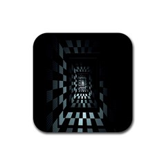 Optical Illusion Square Abstract Geometry Rubber Coaster (square)  by Simbadda