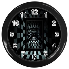 Optical Illusion Square Abstract Geometry Wall Clocks (black)