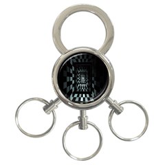 Optical Illusion Square Abstract Geometry 3-ring Key Chains by Simbadda