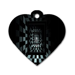 Optical Illusion Square Abstract Geometry Dog Tag Heart (Two Sides)