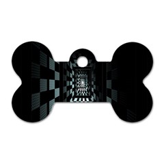 Optical Illusion Square Abstract Geometry Dog Tag Bone (Two Sides)