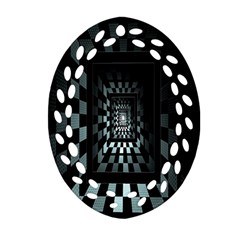 Optical Illusion Square Abstract Geometry Oval Filigree Ornament (two Sides) by Simbadda