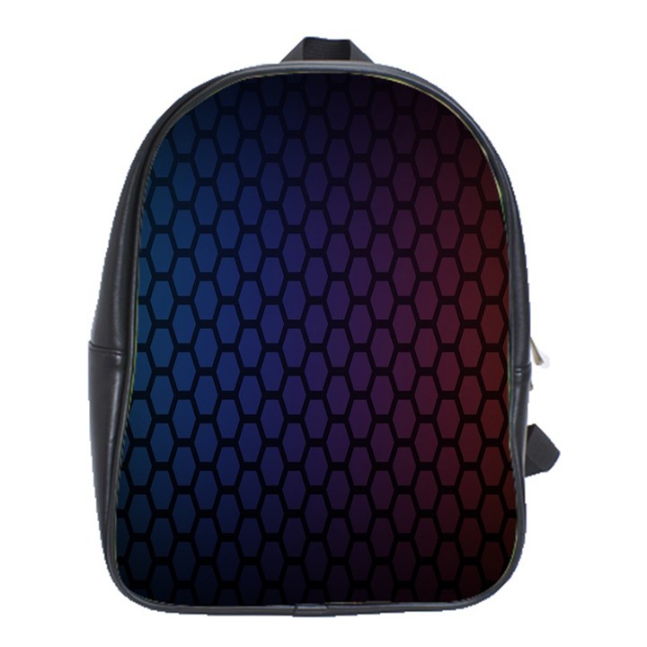 Hexagon Colorful Pattern Gradient Honeycombs School Bags (XL) 