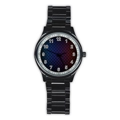 Hexagon Colorful Pattern Gradient Honeycombs Stainless Steel Round Watch by Simbadda