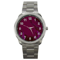 Abstract Purple Pattern Sport Metal Watch by Simbadda