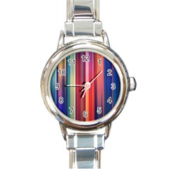 Texture Lines Vertical Lines Round Italian Charm Watch by Simbadda