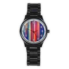 Texture Lines Vertical Lines Stainless Steel Round Watch