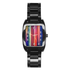 Texture Lines Vertical Lines Stainless Steel Barrel Watch